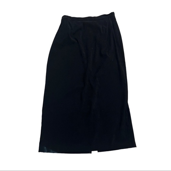 SUEDE Black flat front faux suede lined midi women's 10 Petite skirt event party - Picture 8 of 12